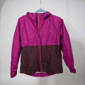 Quechua Girls Lightweight Hooded Rain Jacket Purple Burgundy Size 14 Years‎